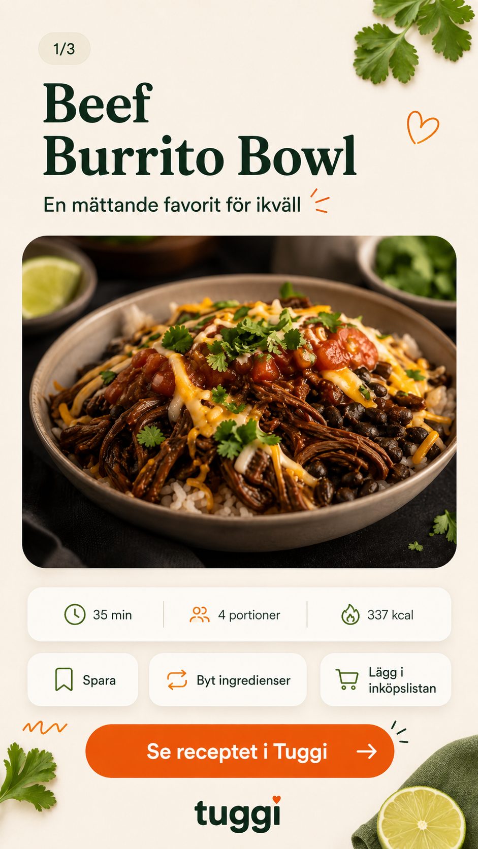 Beef Burrito Bowl – öppna receptet i Tuggi